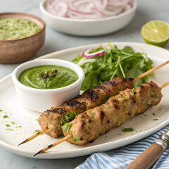 seekh kabab made with minced chicken or mutton kee