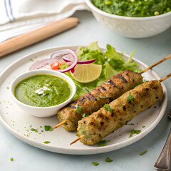 seekh kabab made with minced chicken or mutton kee