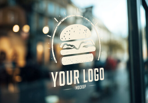 Close-up Of A Logo Window Signage Mockup