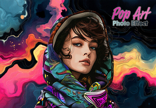 Oil Paint Pop Art Photo Effect Mockup