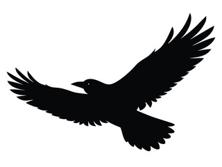 raven flying silhouette vector icon