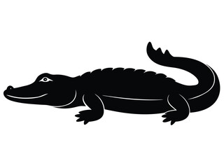 resting alligator silhouette vector icon