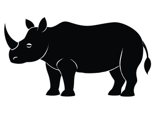 rhinoceros standing silhouette vector icon
