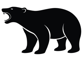 roaring polar bear silhouette vector icon