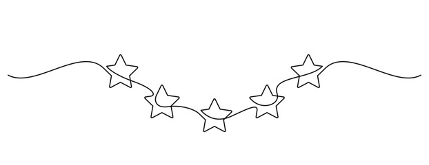 five stars reward one line drawing continuous handdrawn minimalism decorative art divider ornament