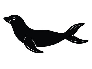 seal swimming silhouette vector icon
