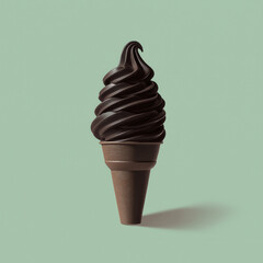 Ghost dessert silhouette: ice cream swirl in cone with minimal lighting and negative space, elegant Halloween graphic