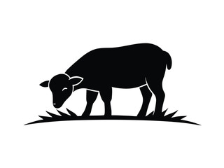 Obraz premium sheep grazing silhouette vector icon