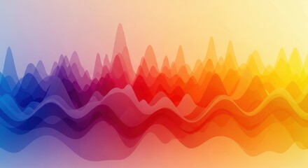 Abstract colorful wavy lines forming a dynamic waveform against a soft gradient background