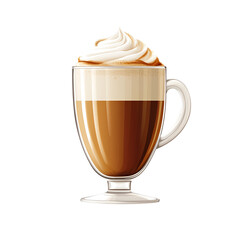 Latte in a glass mug isolated