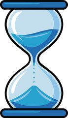 Fototapeta premium Blue sand hourglass icon with colorful accents