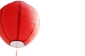 Red chinese lantern hanging isolated on transparent background. Chinese red lantern isolated on white background.
