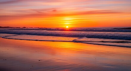Beach sunset ocean sunrise sea waves sand horizon scenic seascape sky coastline nature landscape travel
