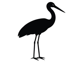 standing stork silhouette vector icon
