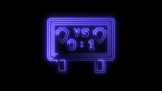 Neon scoreboard displaying scores of 0 to 1 on black background