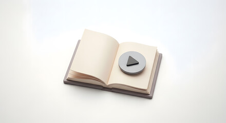 Audiobook Concept: Open Book with Play Button