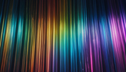 Abstract rainbow colored vertical lines with glowing effect and bokeh background