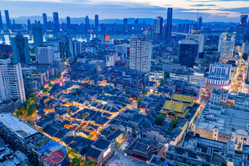 Fototapeta premium Night view of ancient buildings in Jiangxi, China