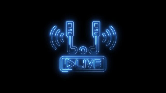 Glowing neon golf streaming icon animation on black background for live sports content
