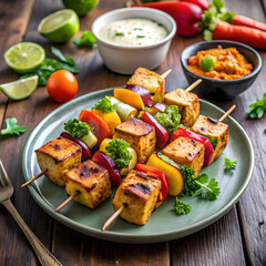 paneer tikka is an indian cuisine dish with grille