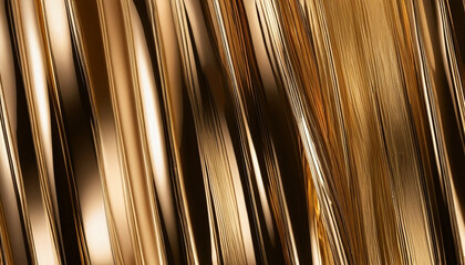 Abstract golden metallic ribbons with a blurred motion effect, creating a luxurious texture