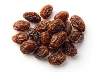 brown raisins isolated on white and transparent background