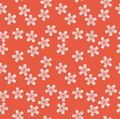 Japanese Star Flower Fall Vector Seamless Pattern