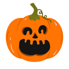 Hand Drawn Halloween Pumpkin Cartoon Flat Isolated Illustration