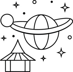 space carnival cosmic rides illustration on transparent background