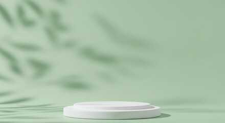 Minimalist podium with leaf shadow product display