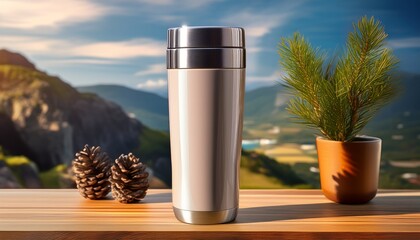 Blank Tumbler With Double Wall Feature Shown In Lifestyle Layout