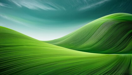 Abstract Green Landscape Flowing Lines Bright Background Eco Design