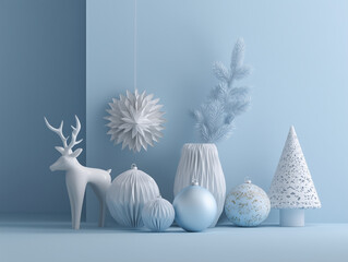 淡い青色のクリスマスの飾り