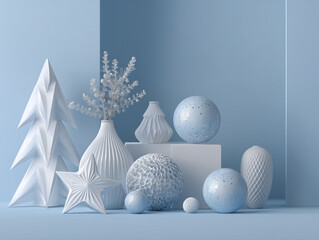 淡い青色のクリスマスの飾り