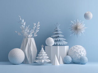 淡い青色のクリスマスの飾り