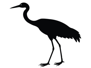 Obraz premium walking crane bird silhouette vector icon