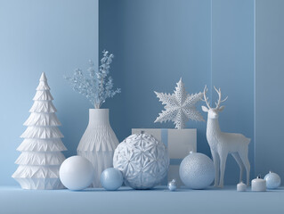 淡い青色のクリスマスの飾り