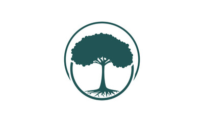 Shady tree icon vector logo