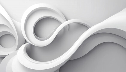 Abstract white fluid sculpture with smooth curves and elegant shapes, isolated on white background