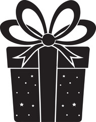 Gift Box Silhouette with Ribbon Bow Present Icon Vector Design
