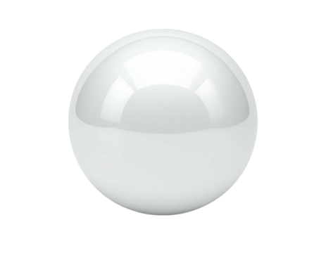 Glossy white sphere against a black background, reflecting light and smooth