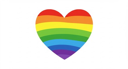 喜びと希望を表現するカラフルな虹色ハートイラストクリアな白背景が際立たせる愛のシンボル. AI Generated