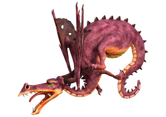 3D Rendering Fairy Tale Dragon on White