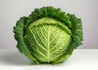 Fresh green cabbage head healthy vegetable food ingredient