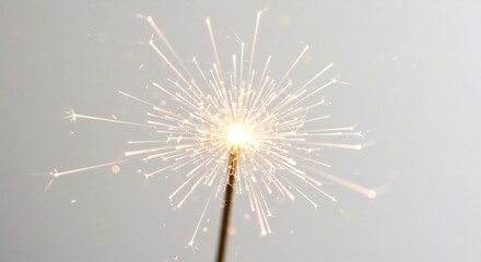 まばゆい光を放つ一本の線香花火が宙に輝く祝いの瞬間にきらめく美しい光景. AI Generated