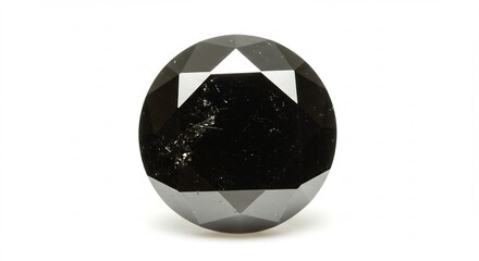 漆黒のファセット宝石が純白の背景で鮮やかに輝く完璧な光がその神秘的な輝きを際立たせる. AI Generated