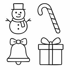 Minimalist snowman silhouette with editable stroke representing winter holidays and festive cheer perfect for seasonal design projects