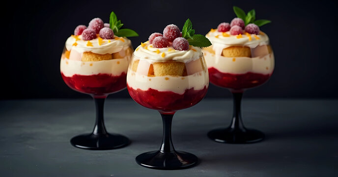 Raspberry Trifle Dessert in Stemmed Glass 
