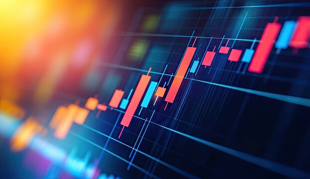 Digital stock chart with rising trend