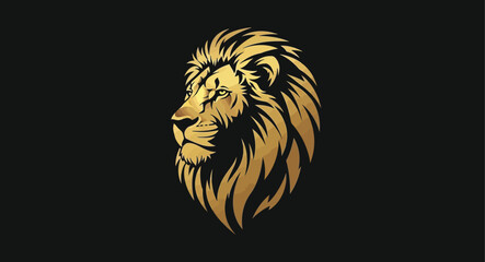 Golden lion head illustration vector graphic design animal king logo mascot symbol on black background art © Fezi